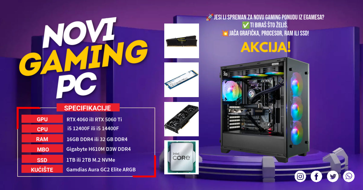 Gaming PC | Intel Core i5-12400F 6x2.50GHz | 16GB DDR4 | RTX 5060 8GB DLSS 4 | 1TB M.2 SSD