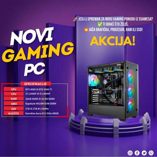 Gaming PC | Intel Core i5-12400F 6x2.50GHz | 16GB DDR4 | RTX 4060 8GB DLSS 3 | 1TB M.2 SSD